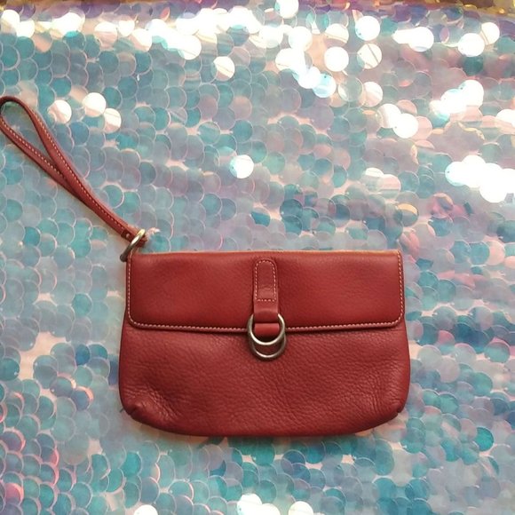 Saks Fifth Avenue Red Leather Purse. New. Made in Italy - Picture 1 of 3